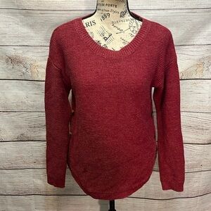 FatFace Emmy Sweater Jumper Tortoiseshell Buttons Rounded Hem Red Cherry Size 4